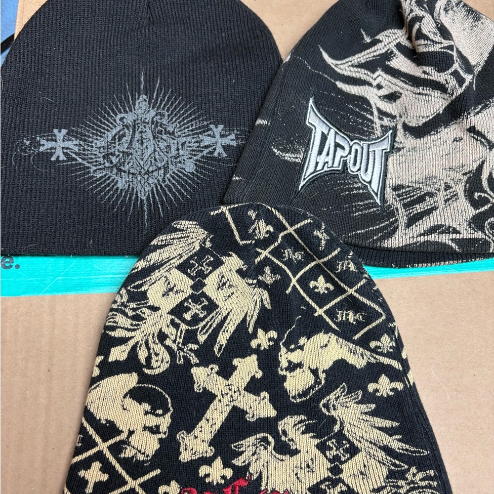 Tapout Black and Gold Beanie Trio